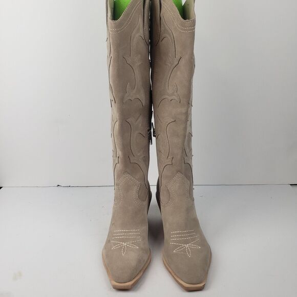 Dolce Vita Samare Western cowgirl tall Boots Suede beige Size 5 - Picture 13 of 16